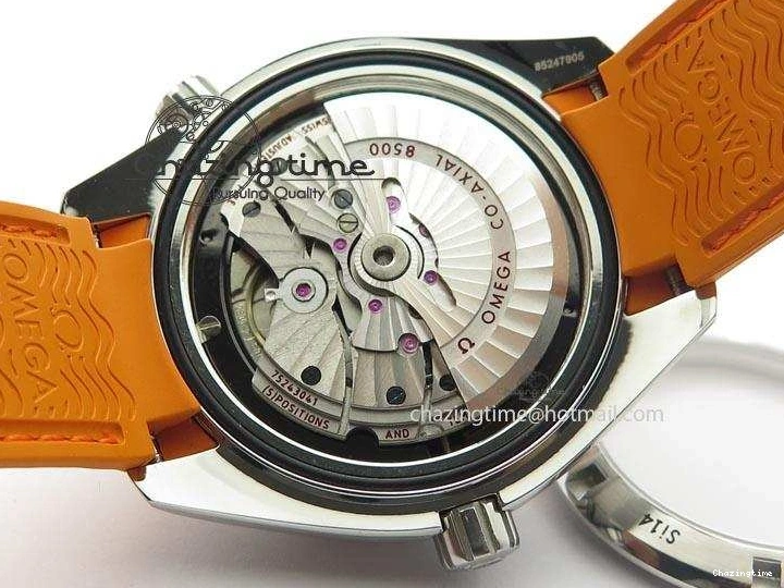 0516 Breathable Planet Ocean SS Bp Maker 45mm Orange Bezel On Orange Rubber Strap A 8221